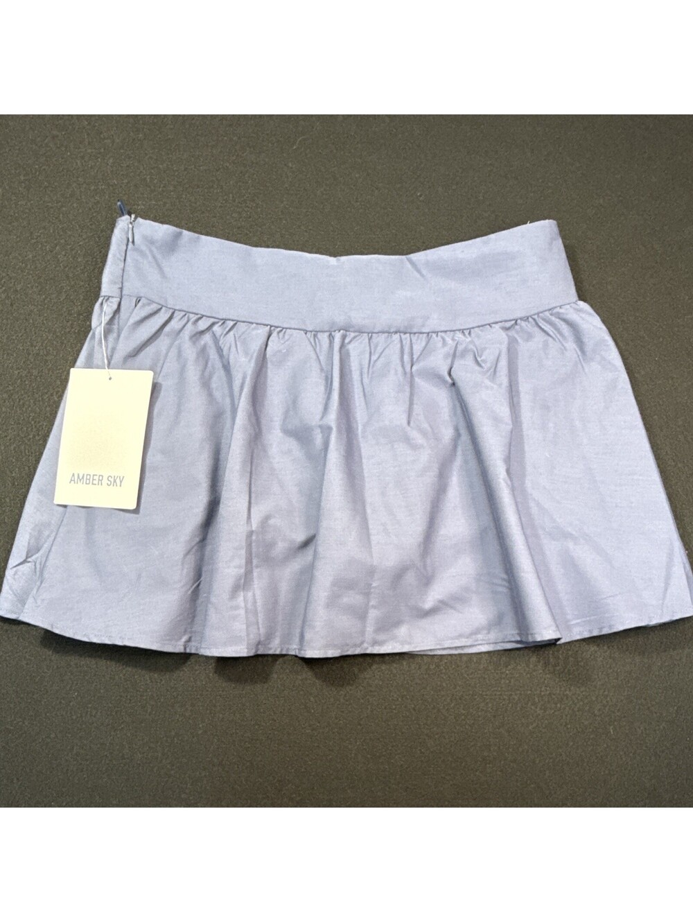 Amber Sky Women's Blue Solid Athletic Tennis Skort Lined Zip Short Size M